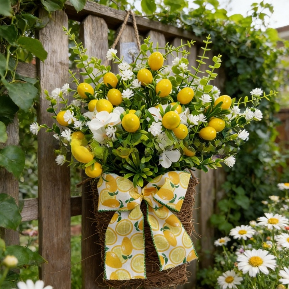 Bonsai Garden Wall - Artificial Lemon Hanging Basket 43x28cm Plastic