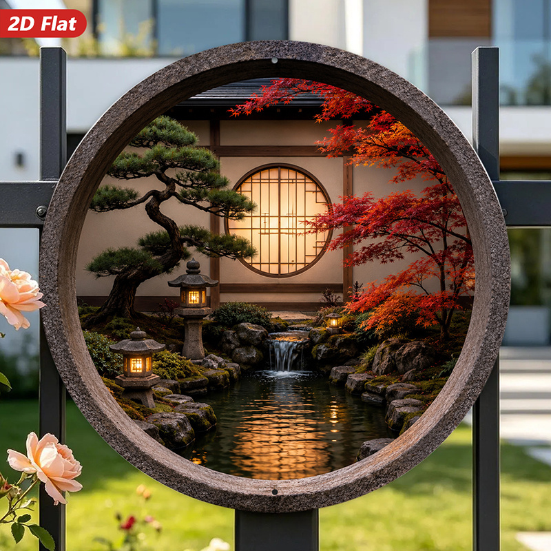 Bonsai Garden Wall - 2D Flat, 1pc Round Metal Sign