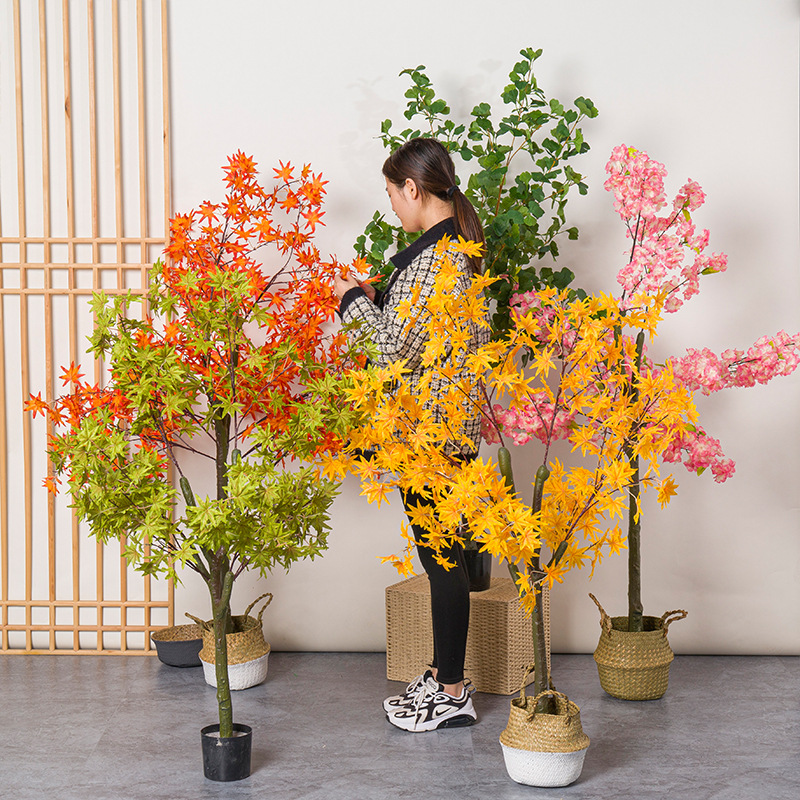 Bonsai Garden Restaurant - Artificial Red Maple Tree Potted Ginkgo