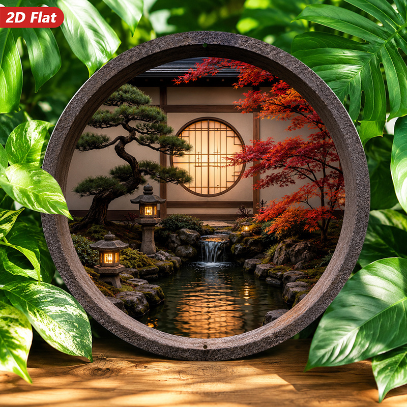 2D Flat, 1pc Round Metal Sign  - đánh giá và giá Bonsai Garden Wall