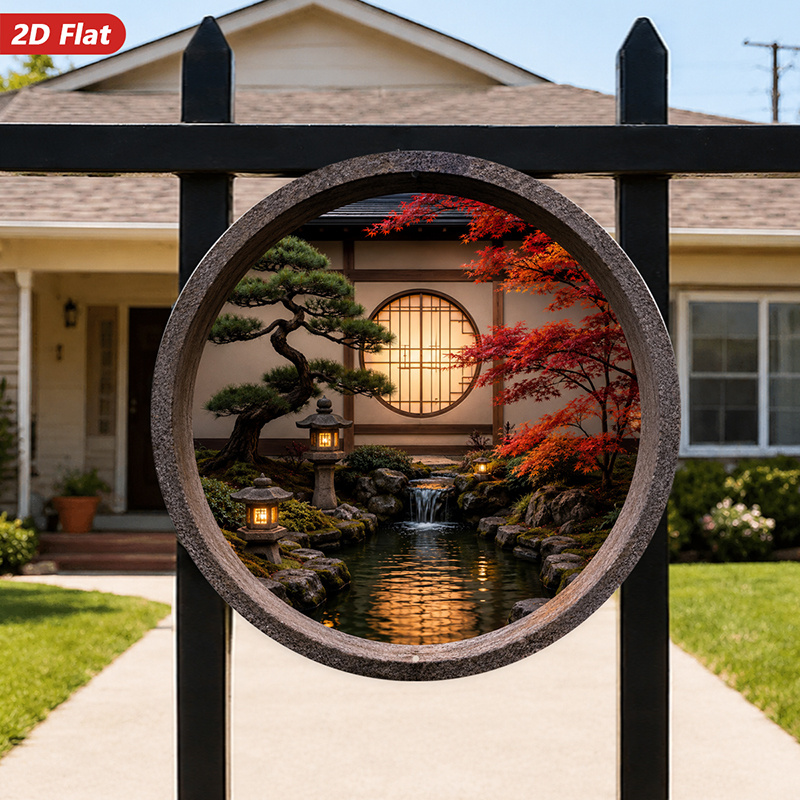 2D Flat, 1pc Round Metal Sign  - đánh giá và giá Bonsai Garden Wall